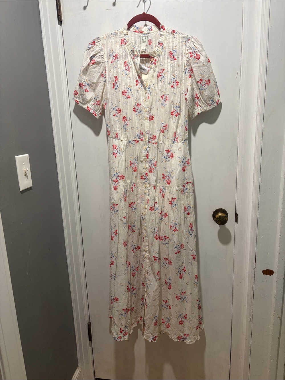 New NWT GAP x DOEN pintuck floral button down midi dress size xs limited edition